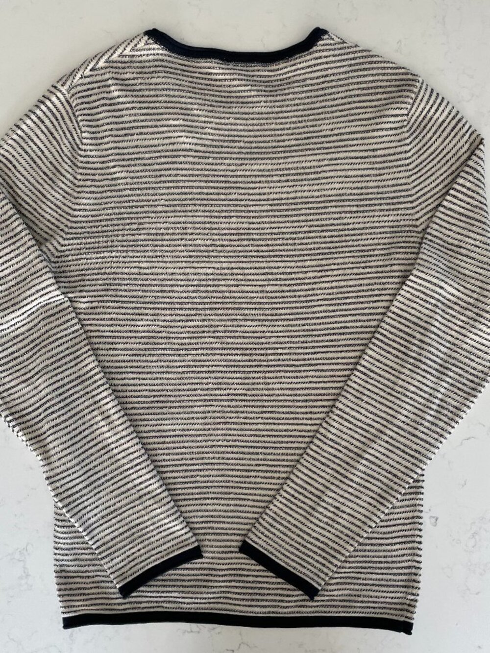 Selected Homme SLHDEAN Mix Crew Nk LS Striped Lightweight Sweater Navy Bone Wt S - Picture 6 of 12